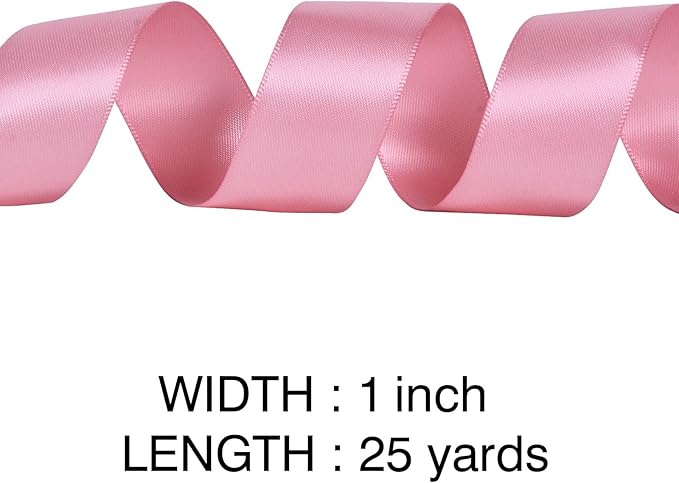 YAMA Dusty Pink Double Faced Satin Ribbon 1 Inch 25 Yards Dusty Pink Ribbon for Crafts Bows Flower Bouquet Wedding Home Decor Gift Wrapping