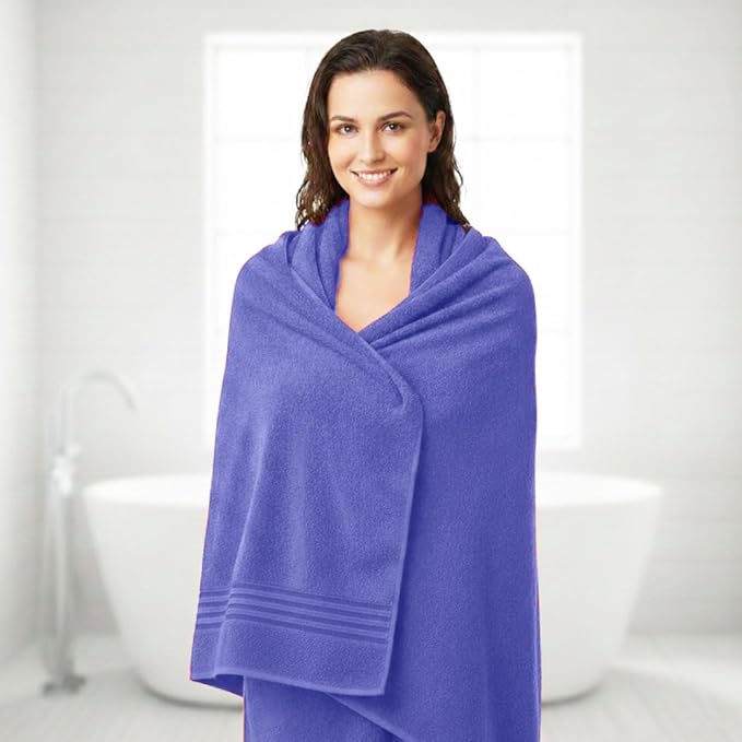 8 Piece Bath Towels for Bathroom - 100% Cotton, Soft Absorbent Bathroom Towels Set - 2 Extra Large Bath Towels, 2 Hand Towels & 4 Washcloths - Hotel Spa Thick Plush Towel, Purple