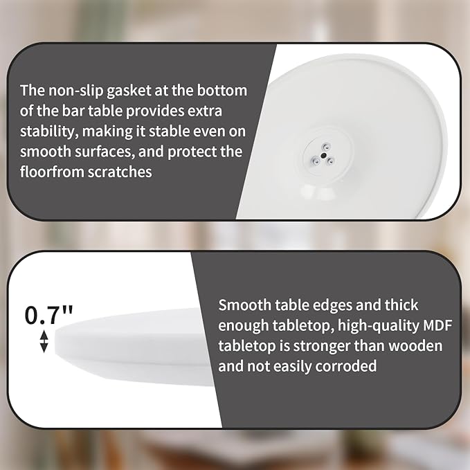 White Round Dining Room Table, 31.5" Tulip Table Round Kitchen Dining Table for 2-4 People, with 0.7" MDF Tables Top and Metal Pedestal Base Dinner Tables for Cafe, Home, Dining Room