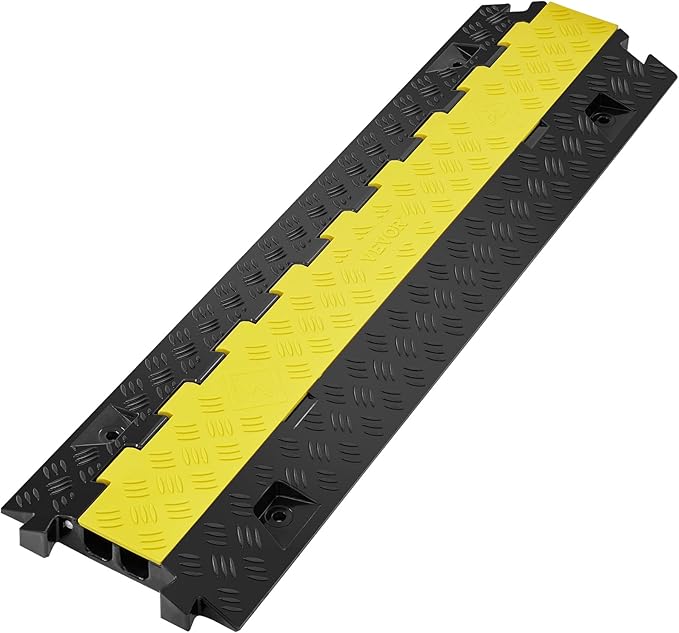 VEVOR 5 PCs TPU Cable Protector Ramp - Heavy Duty 2-Channel Speed Bumps for Road, Odor-Free Eco-Friendly TPU with TPR Cover, for Driveway, Hose, Floor Cord Cover, 22,000 lbs/Axle Capacity