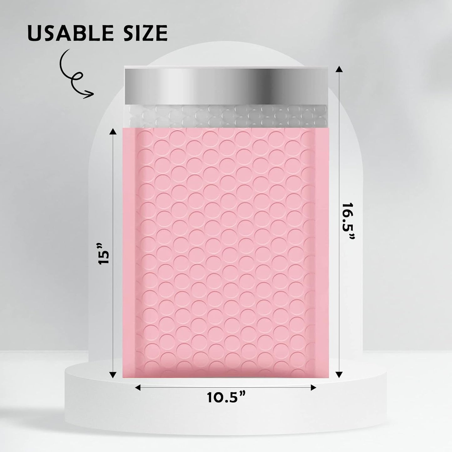 Yens Poly Bubble Mailers - Light Pink Waterproof Self-Seal Shipping Bags | 10.5x16 Inches, 10 Pack