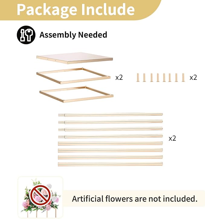NUPTIO Gold Vases for Centerpieces Wedding - 2 Pcs 23.6 inch Tall Gold Vase Wedding Centerpieces for Tables - Geometric Gold Centerpieces for Table Flower Stand for Table Centerpieces for Weddings