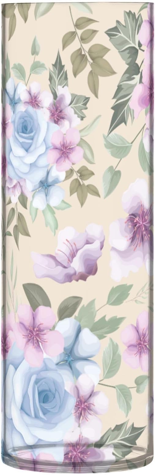 Vase Plastic Vase Elegant Cylinder Flower Vase Shatterproof Decorative Centerpiece for Home Table Office Weddings Events (11.8 x 3.9 in)