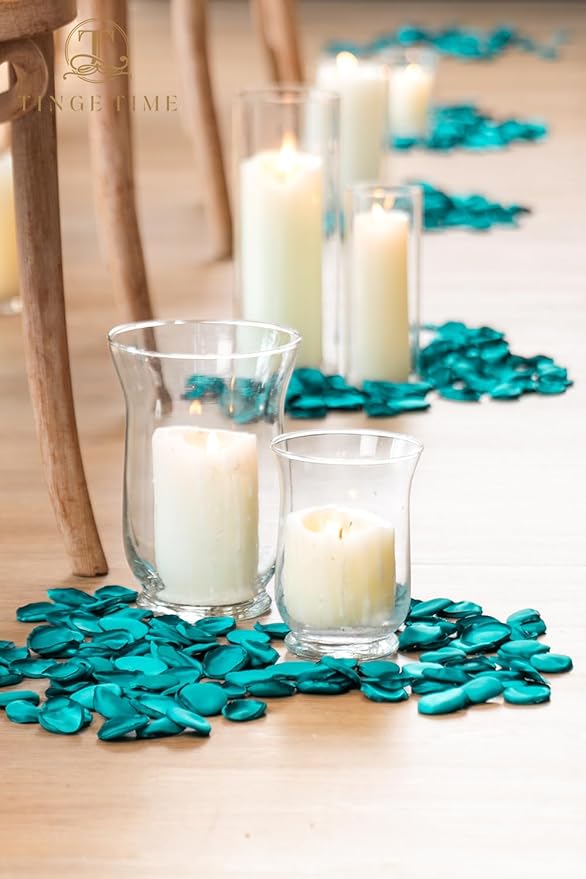 TINGE TIME 200pcs Rose Petals and Fake Roses Artificial Flowers for Wedding Decor, Bridal Shower, Party Decoration - Silk Flower Petals Bulk Pack (Peacock Green)