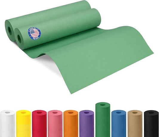 12" x 1200" (100 ft) Christmas Green Kraft Paper Rolls, Pack of 2 - USA-Made Quality Craft Paper for Gift Wrapping, Kids' Arts & Crafts, School Projects - 50 lb Natural Material by IDL Packaging