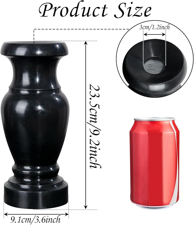 Cemetery Vase, Granite Grave Vase Memorial Stone Vases for Home Tabletop, Artificial or Fresh Flowers, Cemetery Grave Headstone Decorations (2Pcs, Black), No Draining Hole