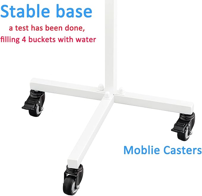 Flower Display Stand with Buckets - Flower Cart with Wheels for Bouquet Shop, Metal Flower Rack Display Stand for Wedding Garden, Party, Events (White, Square buckets)