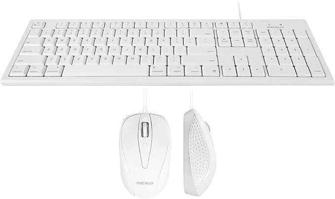 Macally Extended Wired Keyboard and Mouse Combo, Ergonomic Comfort