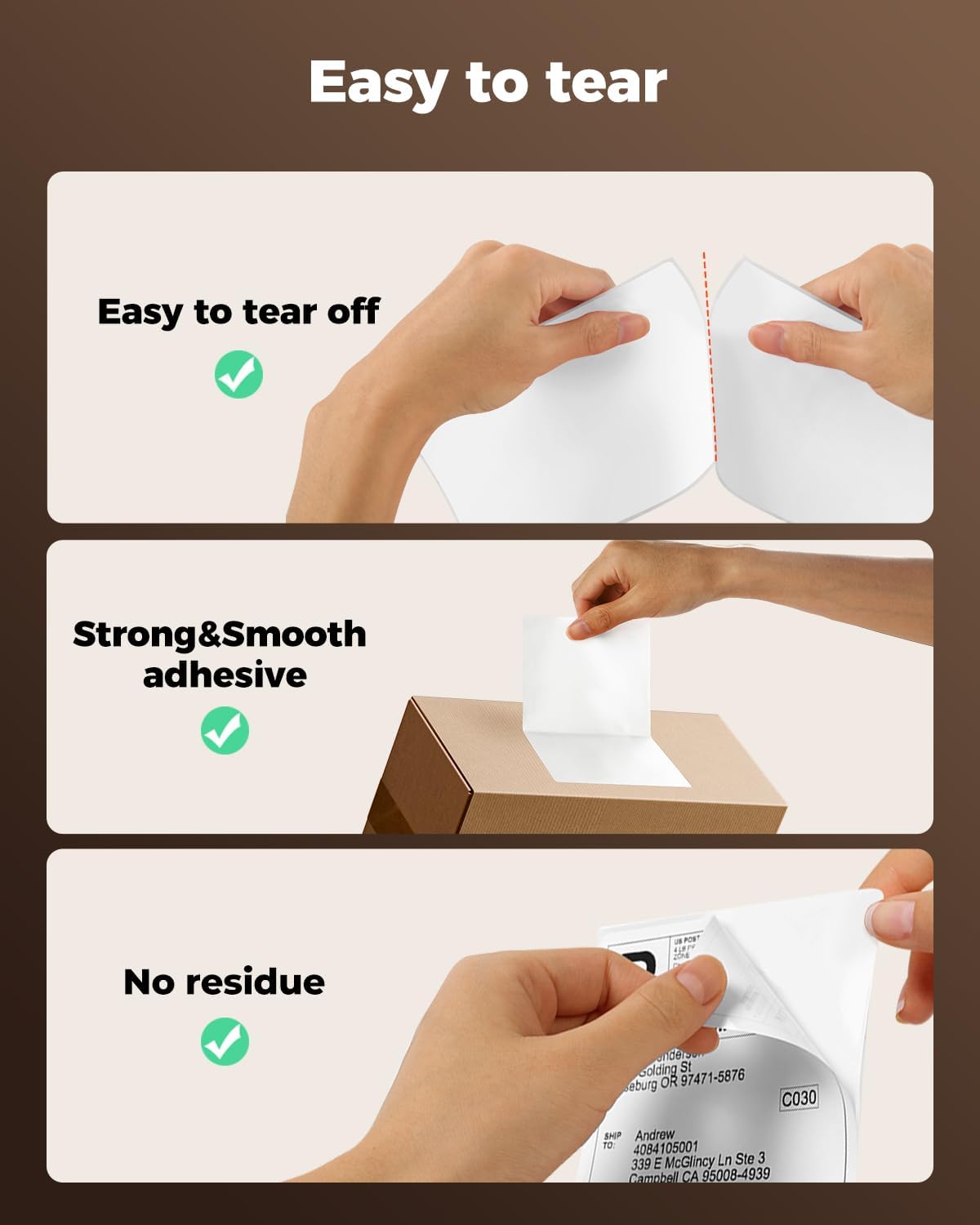 SVANTTO 4x6 Thermal Labels - Strong Adhesive Perforated Shipping Labels | 500 Pcs for Mailing