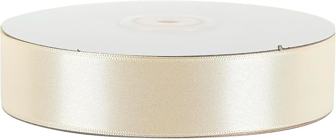 MEEDEE Ivory 1 Inch Ribbon Lux Double Faced Satin Ribbon by 50 Yards Polyester Cream Ribbons Ivory Wrapping Ribbons for Crafts, Satin Wedding, Flower Bouquet, Holiday Decorating
