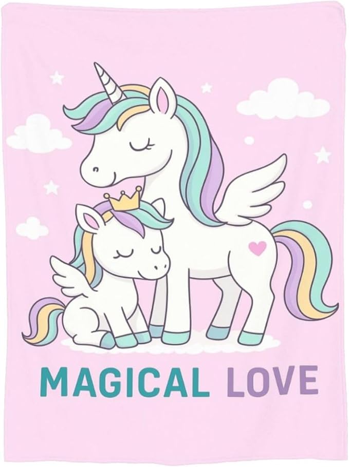 Unicorn Blanket Cute Unicorn Throw Blanket Magical Love Soft Cozy Fleece Fuzzy Stuffed Plush Flannel Animal Gifts for Girls Women Boys Kids Adults 40''x50''