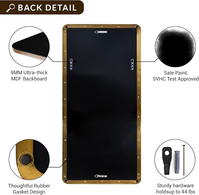 ANDY STAR 24x48’’ Gold Bathroom Mirror, Brushed Brass Mirrors for Bathroom Sink, Rounded Rectangle Mirrors Oblong, Rustproof Tube Metal Framed, 1’’ Deep Wall Mounted Vertical/Horizontal, Home Remodel