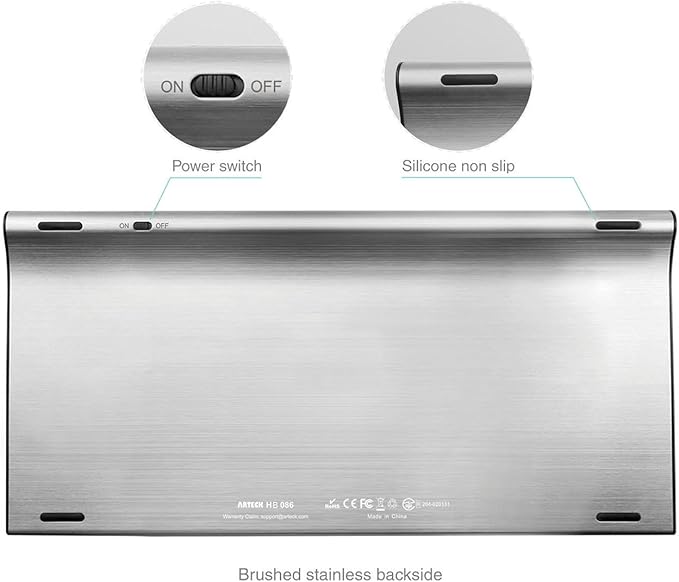 Arteck Bluetooth Keyboard and Mouse Combo Ultra Compact Slim Stainless Full Size Keyboard and Ergonomic Mice for Computer/Desktop/PC/Laptop/Surface and Windows 10/8/7 Built in Rechargeable Battery
