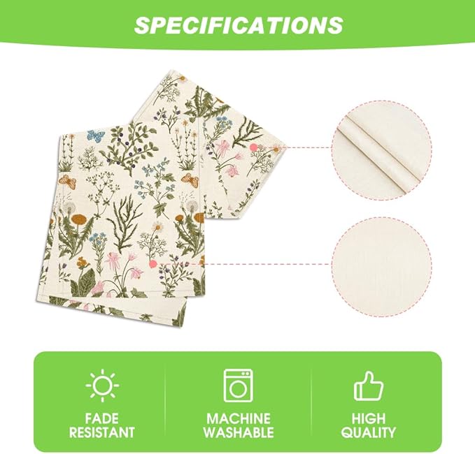 Artoid Mode Wildflowers Floral Spring Table Runner, Seasonal Summer Butterfly Kitchen Dining Table Decoration for Home Party 13x72 Inch