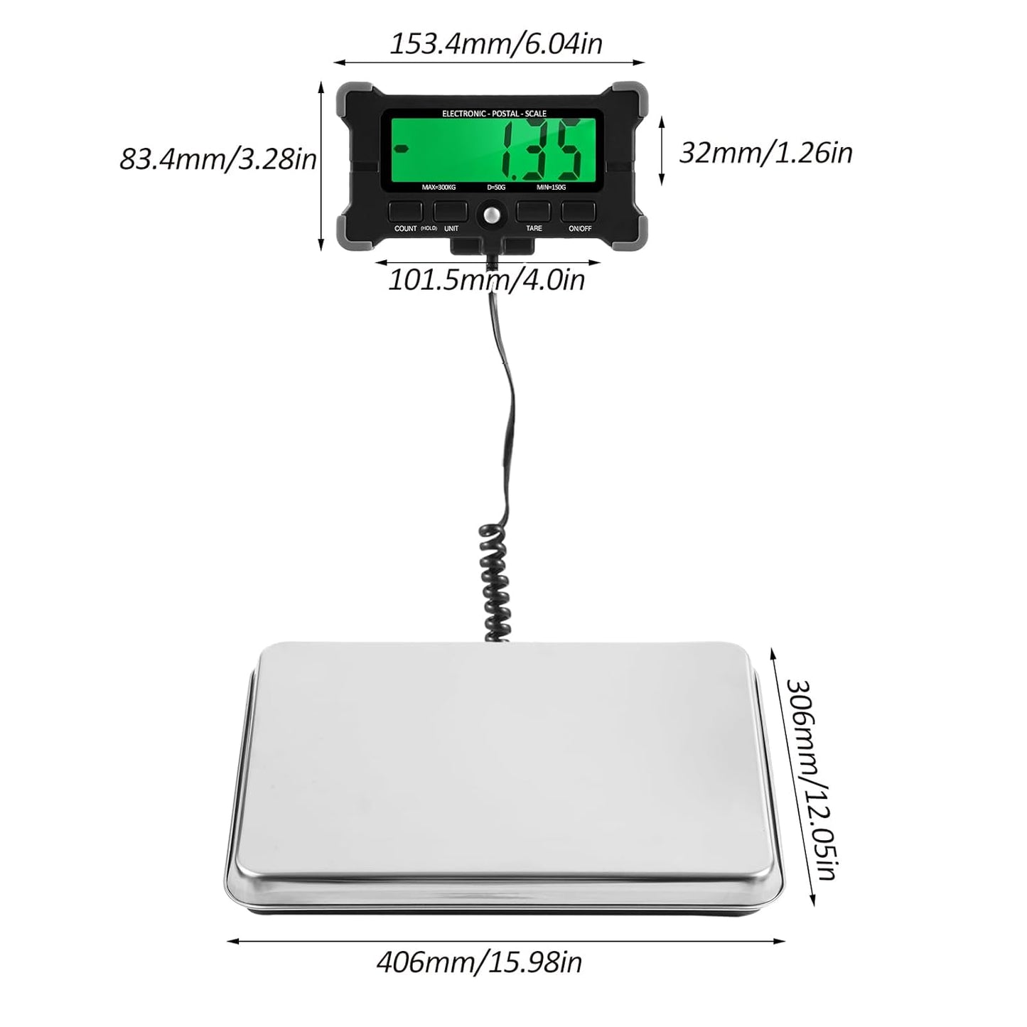 660lbs Skiennix Electronic Postal Scale - Heavy Duty 50g Precision LCD Display, 16" X 12" Platform