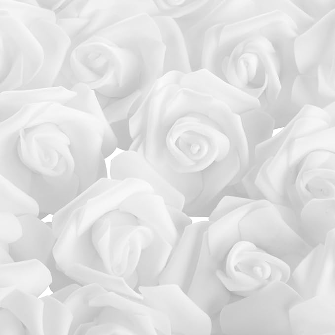 Bright Creations Black & White Roses Stemless Foam Rose Heads - 100 Pack, 3 in Polyethylene Craft Foam - Faux Flowers for DIY Arrangements & Wedding Flowers
