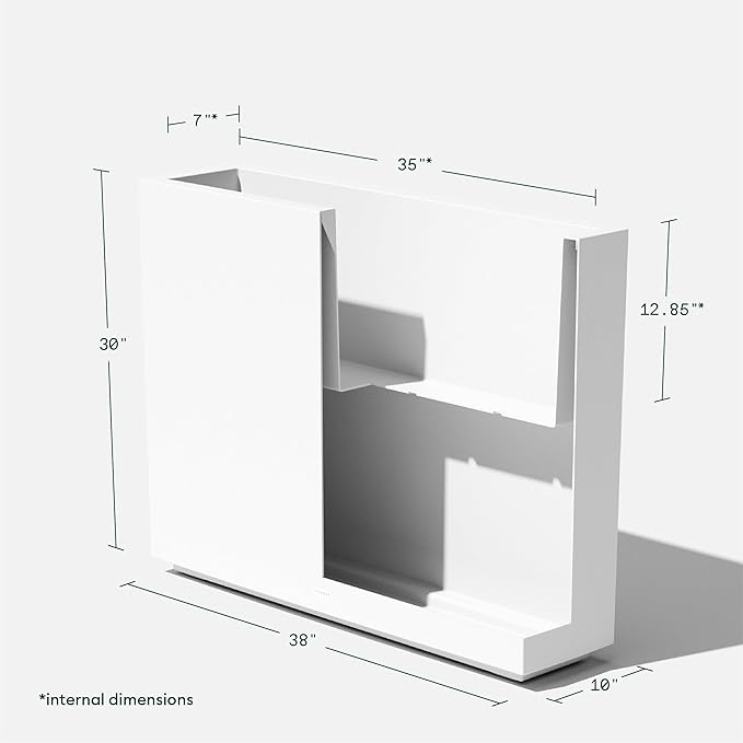 Veradek Span Plastic Box Series Planter - Tall Rectangular, White, All-Weather Resistant, Removable Insert Bucket, Modern Design, Indoor/Outdoor Use