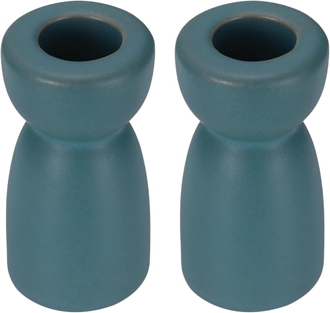 uxcell 2 Pack Candlestick Holder Blue Ceramic Taper Candle Holder Candle Stand Holders Modern Style Decoration for Centerpiece Tabletops Anniversary