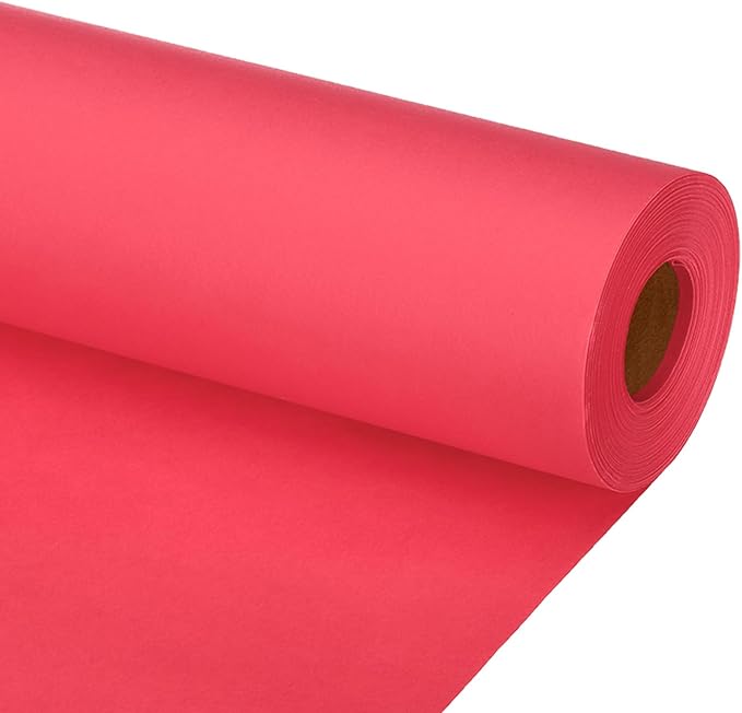 PATIKIL Wrapping Paper, 15"x1200"(100') Bulletin Board Paper Roll Kraft Paper Roll Construction 80GSM for Shipping Packing Gift Wrapping Craft Flower Bouquet Christmas, Red