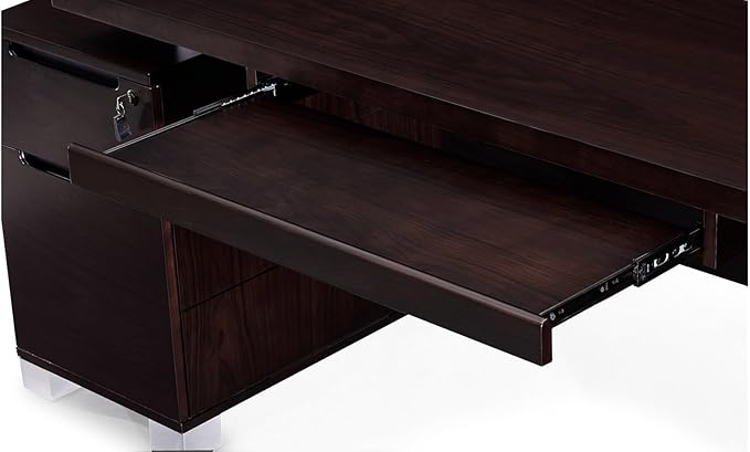 ZURI 79" Modern Ford Executive Desk with Filing Cabinets - Dark Wood