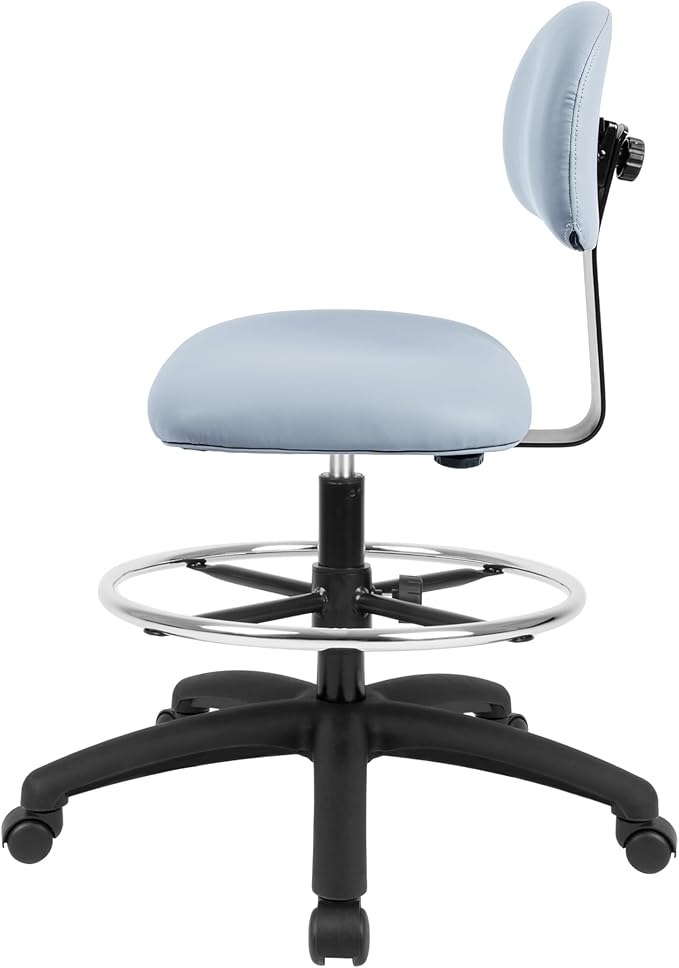 Chair Master FSS Series Square seat Tall (24"-34") seat Height Chair. Vinyl-for Office, Garage, Desk, Shop, Computer, Doctor, Medical, Easy to Clean! 18" Footring (Gray, Tall, _Standard Casters)