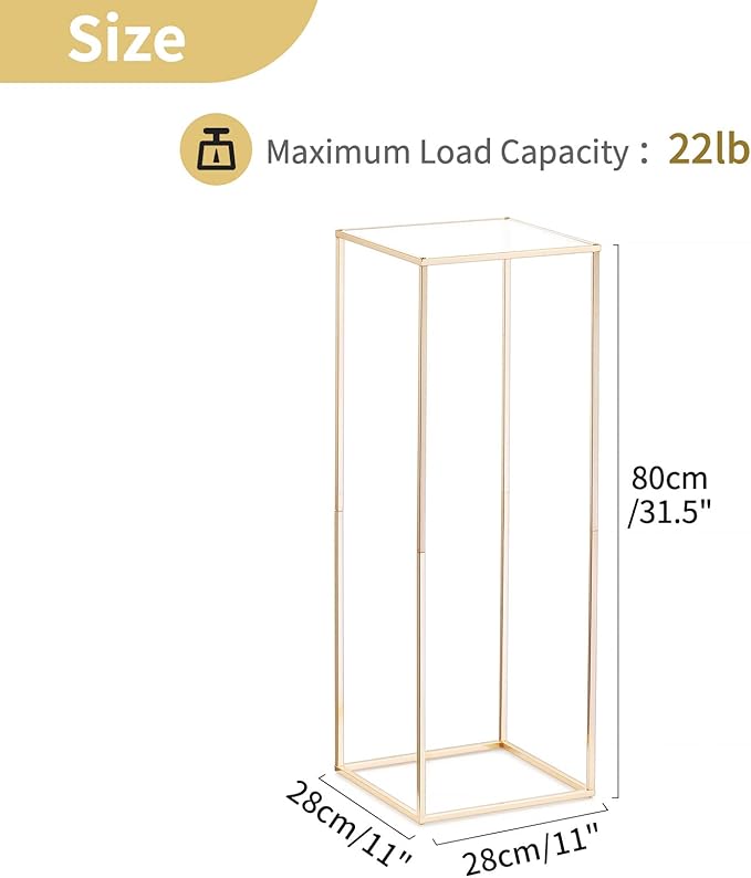 Nuptio Gold Vases for Centerpieces Wedding with Acrylic Panel - 2 Pcs 31.5 inch Tall Metal Flower Vase Flowers Stand - Elegant Bulk Weddings Decoration Table Geometric Centerpiece for Party Tables