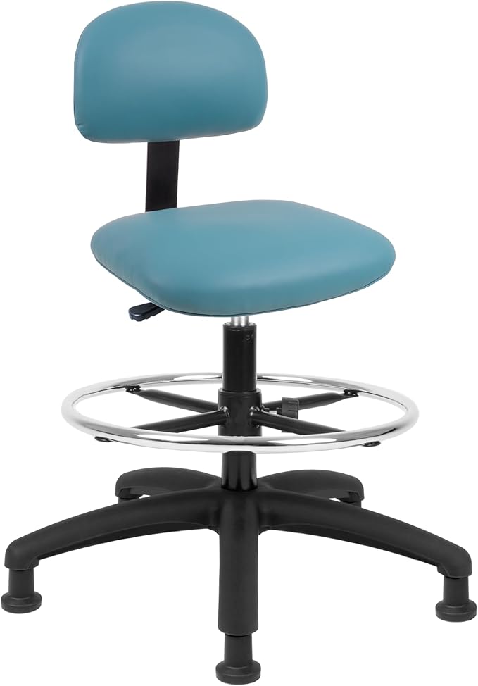 Chair Master FSS Series Square seat Tall (24"-34") seat Height Chair. Vinyl-for Office, Garage, Desk, Shop, Computer, Doctor, Medical, Easy to Clean! 18" Footring (Aqua, Tall, Glides)