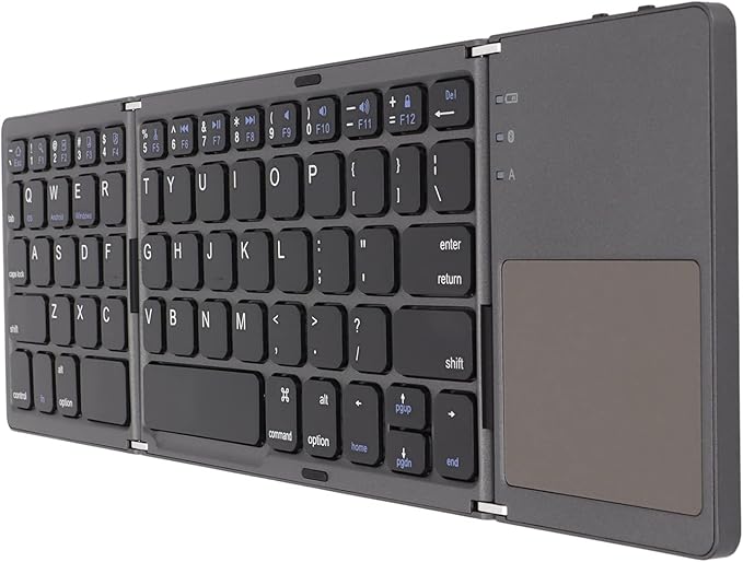 Gugxiom Foldable Wireless Keyboard with Touchpad, Foldable Design 63 Keys BT 3.0 Keyboard for Smartphone Tablet Laptop Travel, Mute, Pocket Size, USB Charging (Dark Gray)
