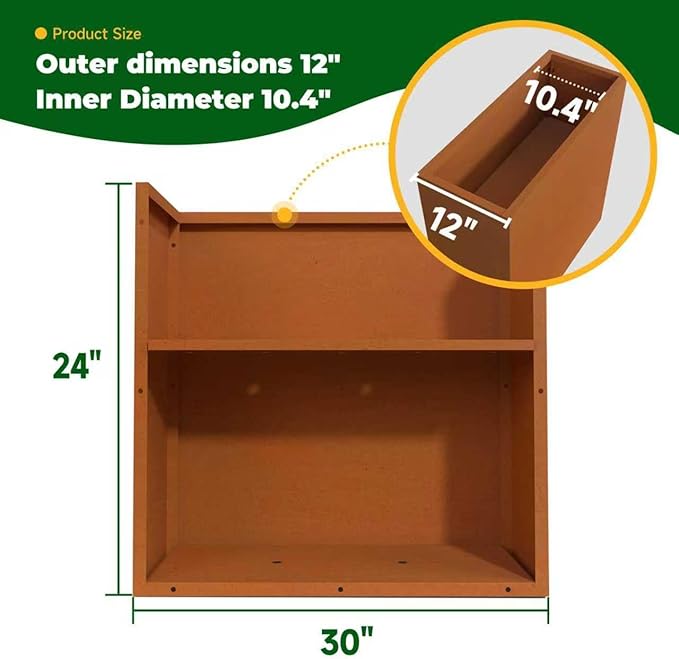 Rusted Metallic Heavy Rectangular Planter 30" x 12" x 24" for Outdoor Plants Corten Steel Outdoor Planter Spliced Flower Box with Partitions for Outside,Indoor,Garden (Corten, 30 * 12 * 24)