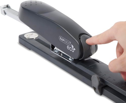 Rapesco 1281 ECO Long Reach Stapler - 50 Sheet Capacity, Front Loading, Charcoal Finish
