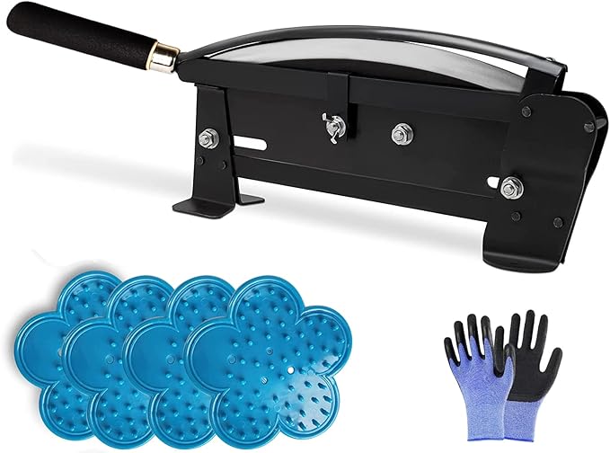 Professional Flower Stem Cutter, Large Floral Processing Tool Kit with 14-Inch Carbon Steel Blade, Rose Thorn Removal Tool, Table Mounted with Safety Latch.