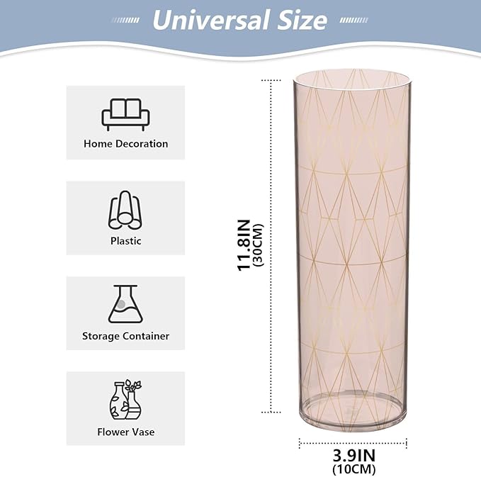 Vase Plastic Vase Elegant Cylinder Flower Vase Shatterproof Decorative Centerpiece for Home Table Office Weddings Events (11.8 x 3.9 in)