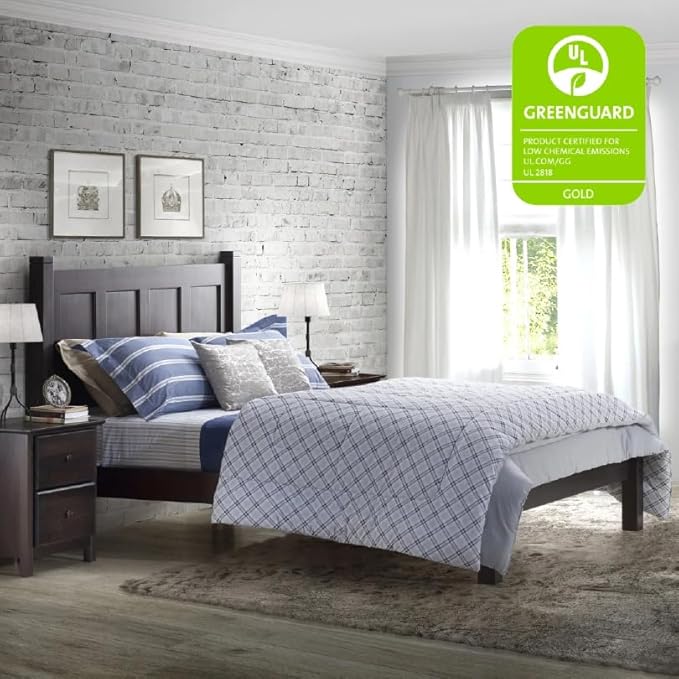 Grain Wood Furniture Shaker Solid Wood Panel Platform Bed, Full Size, Expresso