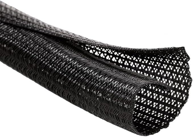 MGI SpeedWare Braided Split-Sleeve Wire Loom for High-Temperature Automotive Harness and Home Cable Management 10 feet (1")