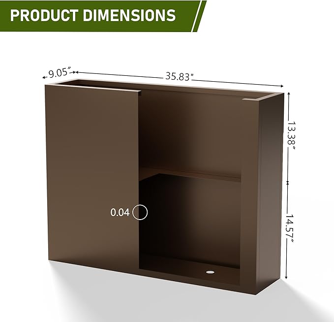 Casaphoriar Metal Planter Box 36"x9"x28", Rectangular Planter with Inner Shelf and Drainage Holes, Perfect for Outdoor Patio and Balcony Decor, Brown