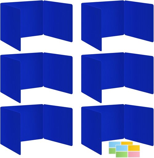 Skiennix 6-Pack Blue Desk Dividers - Durable Waterproof Privacy Shields for Students | Classroom Supplies