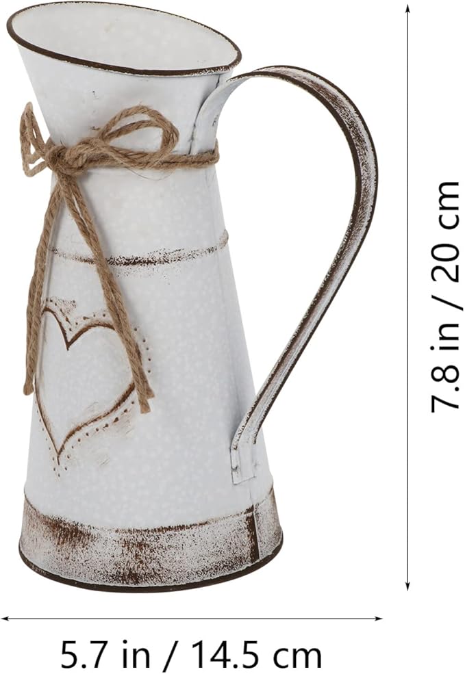 BESTonZON Decorative Metal Iron Flower Vase for Rustic Floral Arrangements Heart-Shaped Design for Home Decor Weddings and Garden Centerpieces