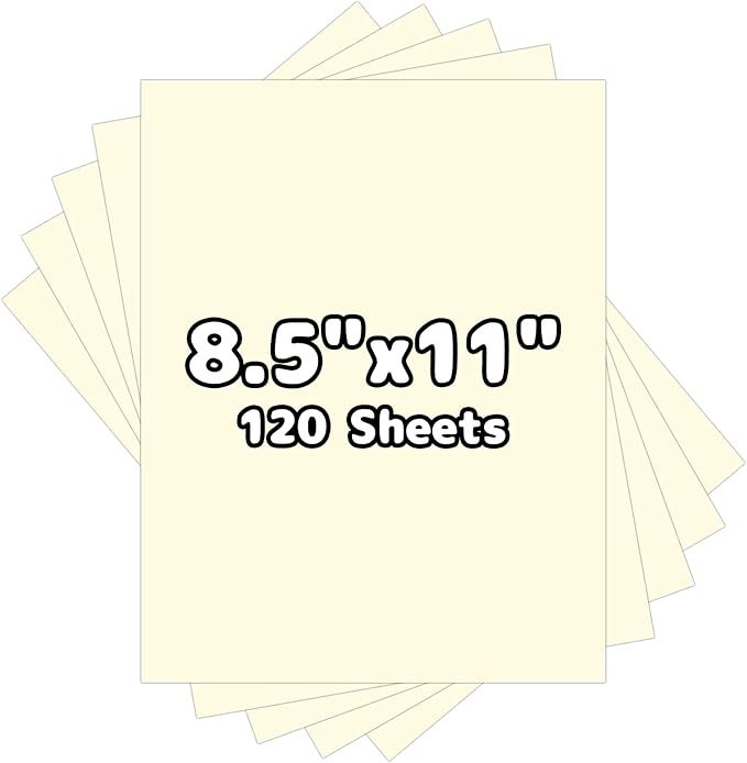 120 Sheets Cardstock 8.5x11, 65lb Cream Card Stock, Cream Construction Paper, 180gsm Thick Printer Paper for Printing, Painting, Card Making, Kids School Supplies,Party Decorations