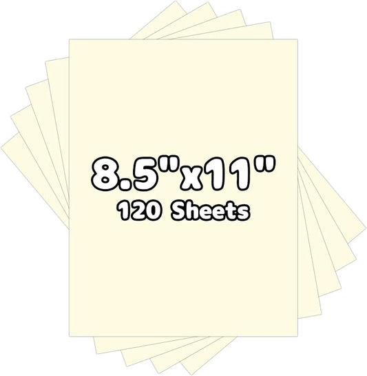 120 Sheets Cardstock 8.5x11, 65lb Cream Card Stock, Cream Construction Paper, 180gsm Thick Printer Paper for Printing, Painting, Card Making, Kids School Supplies,Party Decorations