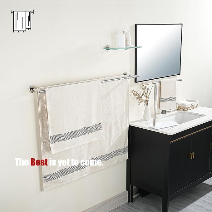 JQK Double Bath Towel Bar, 39 Inch 304 Stainless Steel Thicken 1mm Towel Rack for Bathroom, Bath Towel Holder Polished Chrome Wall Mount, Useable Length 36 Inch, TB100L36-CH