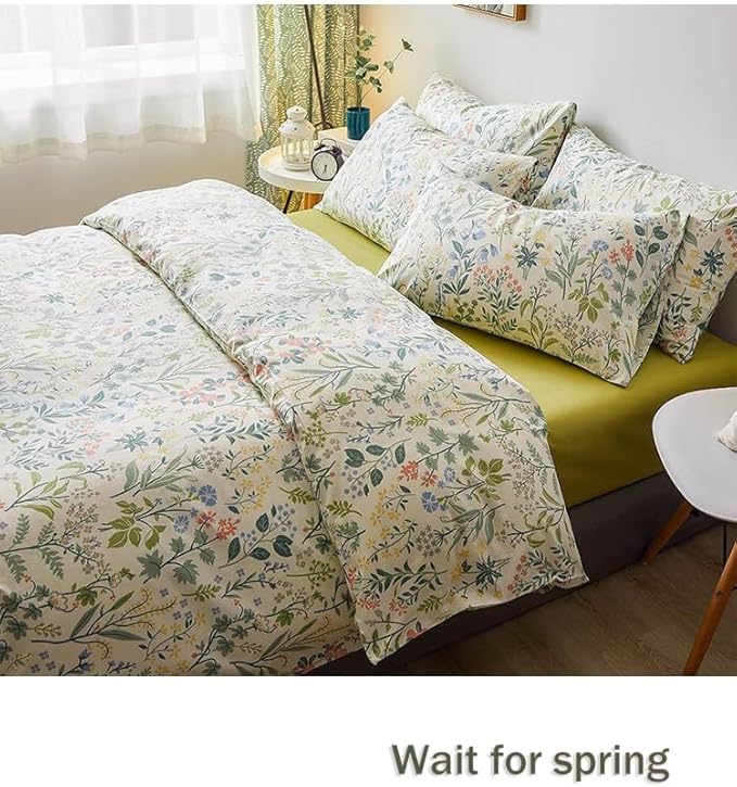 VM VOUGEMARKET Green Comforter Set Full Size Soft Microfiber Bedding Set Forest Theme Botanical Comforter with 2 Pillowcases for Girls Women