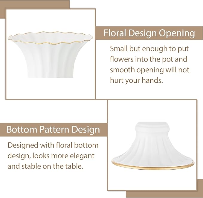 Sziqiqi Metal Vases for Fake Fresh Flowers Rustic White Flower Pot for Indoor Outdoor Elegant Floral Plant Holder Bulk for Garden Wedding Home Farmhouse Decor 9in