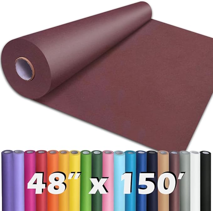 PerkHomy Wine Red Kraft Paper Roll 48" x 1,800" (150') for Gift Wrapping Bouquet Flower Art Painting Craft Writing Packaging Shipping 80GSM 55LB (Wine Red, 48" x 150')