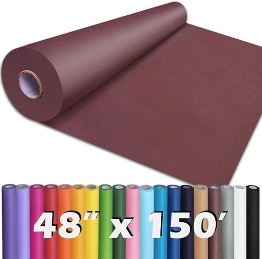 PerkHomy Wine Red Kraft Paper Roll 48" x 1,800" (150') for Gift Wrapping Bouquet Flower Art Painting Craft Writing Packaging Shipping 80GSM 55LB (Wine Red, 48" x 150')