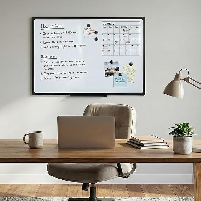 Magnetic Dry Erase Board, 40" x 28" Presentation Whiteboard with Pen Tray, Wall-Mounted White Board for Office Collaboration, Classroom Teaching & Agile Management, Black Aluminum Frame