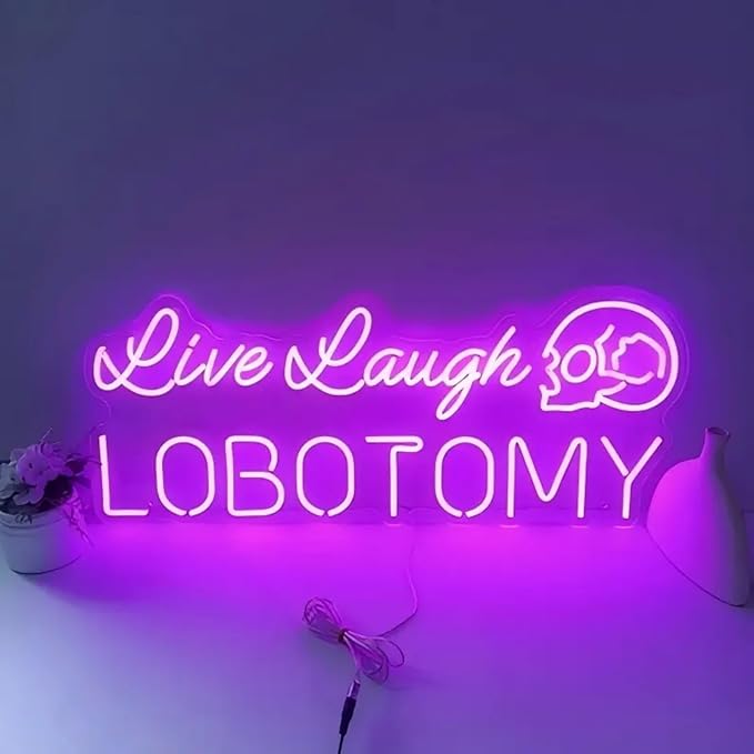 Live Laugh Lobotomy Neon Sign, Gothic Home Decor, Funny Led Neon Light Sign Halloween Yard Decor Event Sign Personalized Gift, Encouraging Light, Pink Led Light for Bedroom, Club