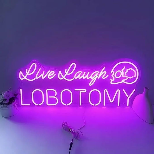 Live Laugh Lobotomy Neon Sign, Gothic Home Decor, Funny Led Neon Light Sign Halloween Yard Decor Event Sign Personalized Gift, Encouraging Light, Pink Led Light for Bedroom, Club