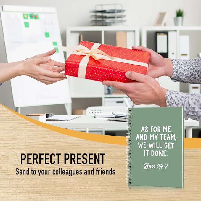 Msticey As For Me And My Team We Will Get It Done 160 Blank Pages Green Hardcover Spiral Notebook, Appreciation Gifts for Men Manager Supervisor Leader Coworker Colleague, Funny Boss Day Gifts