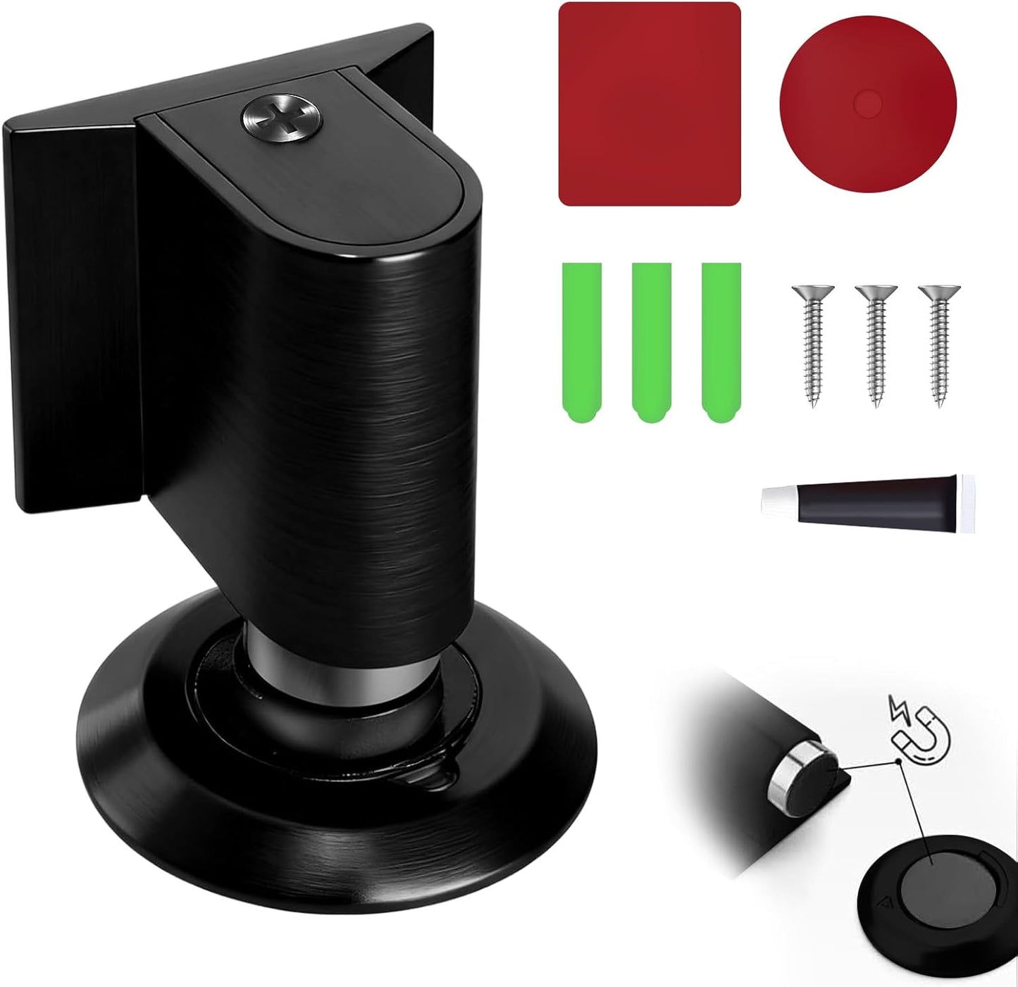 Skiennix Door Wedge Stopper - Heavy-Duty Magnetic Doorstop for No-Drill Installation | Invisible Design