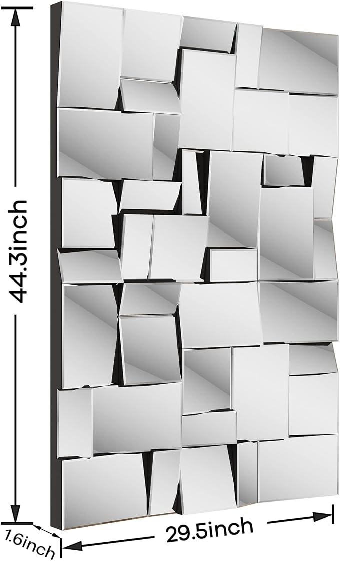 KOHROS Large Decorative Rectangle Mirror for Wall Decor Art Grecian Venetian Mirror (44" L x 30" W)